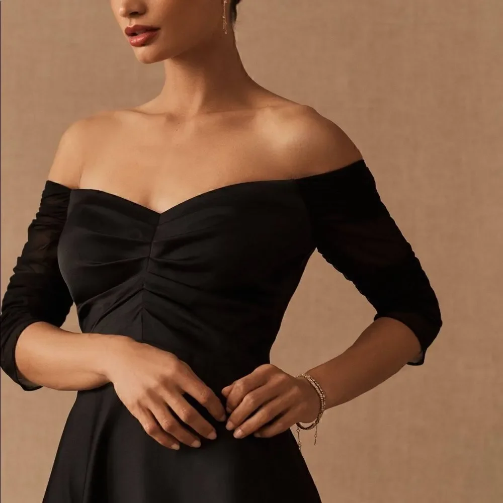 BHLDN BOWDEN SATIN GOWN BLACK NEW NWT SIZES 6